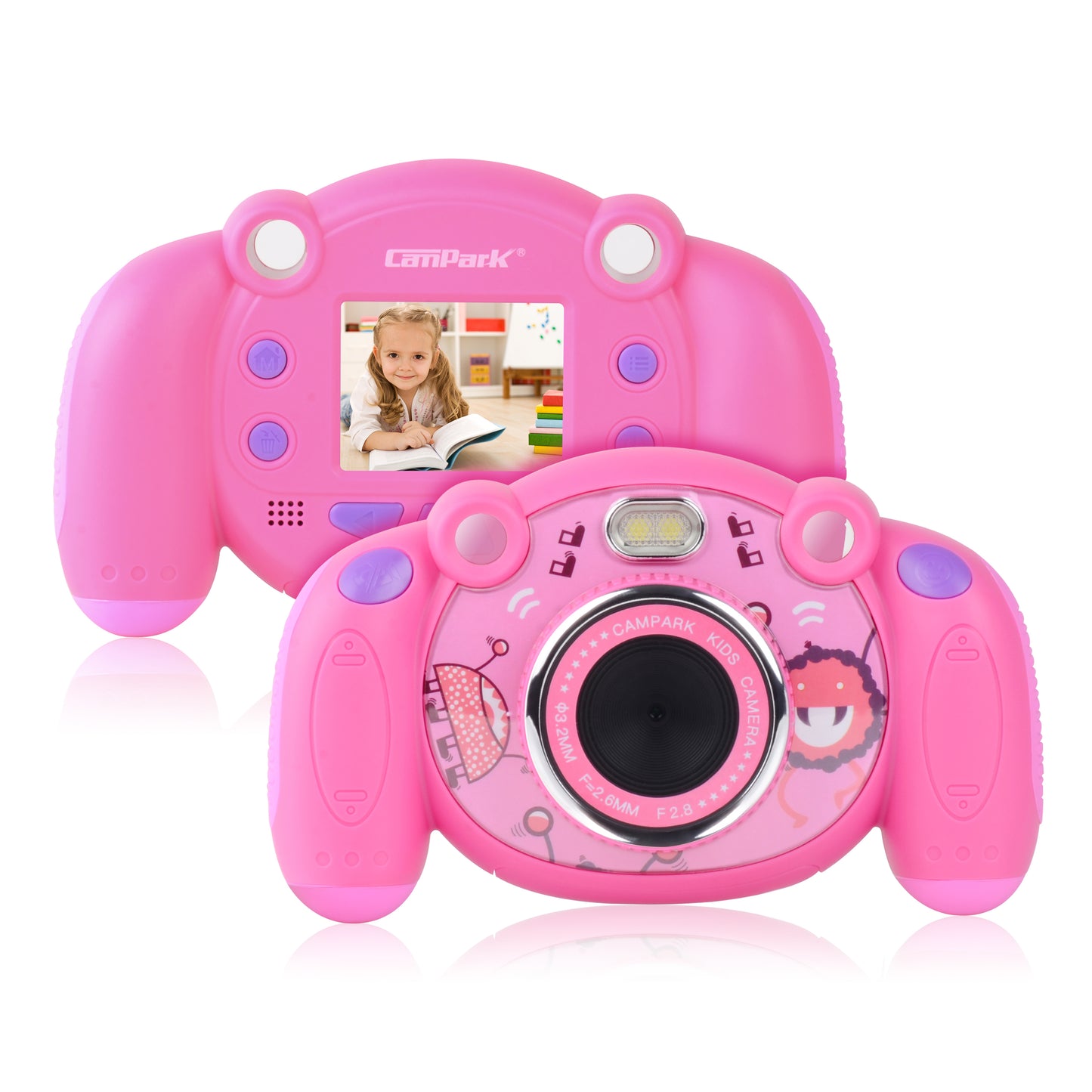 CAMPARK Kids Video Camera Dual Selfie Toy Camera for Girls Boys Toddlers 3-14 Year Old Birthday Gifts, Shockproof Children Digital Camera for Toddler Elementary Students with 2"IPS Screen
