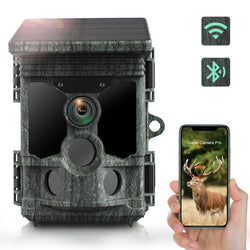 CAMPARK Solar Trail Camera Native 4K 30fps 46MP WiFi Bluetooth Hunting Game Camera Loop Recording 0.1s Trigger Time Motion Detection Deer Trail Cam with Night Vision Waterproof for Wildlife Monitoring