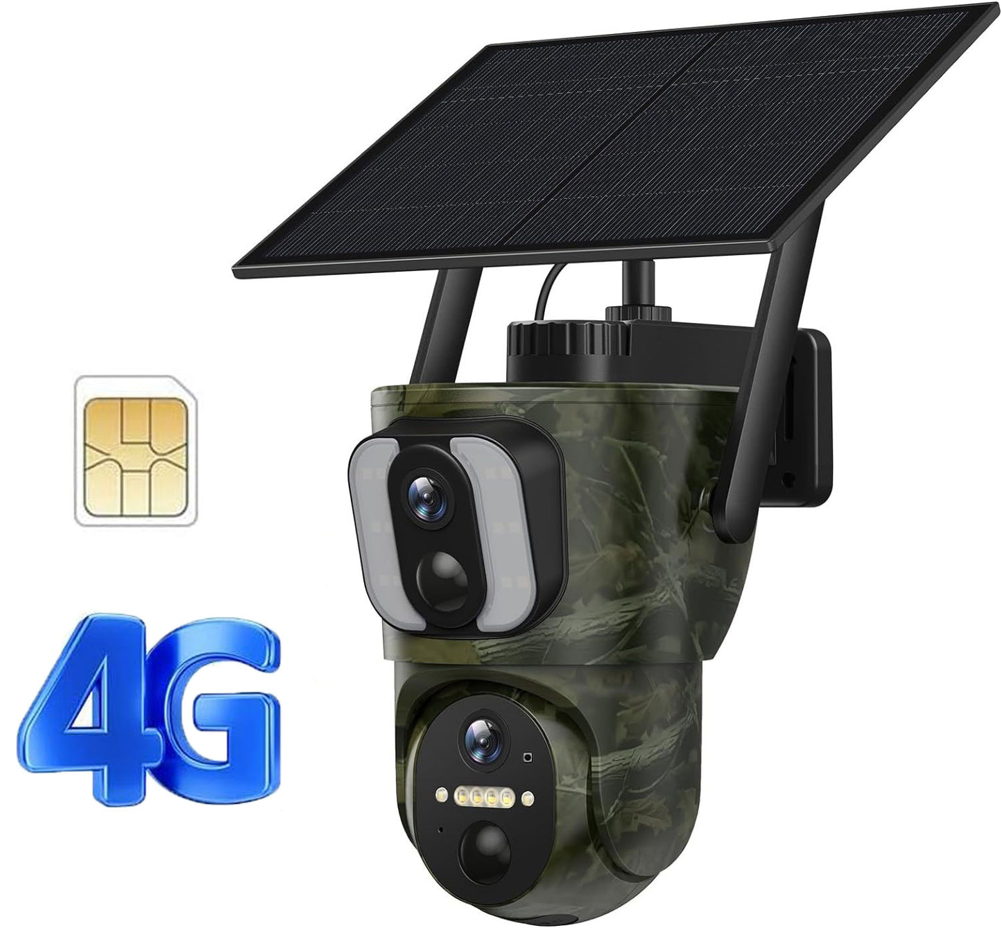 CAMPARK 4G LTE Cellular Trail Camera Dual Len Wireless 1080P Pan Tilt Solar Powered Hunting Game Camera Color Night Vision 360° Full View Waterproof IP66 Motion Alert for Outdoor Wildlife Monitoring