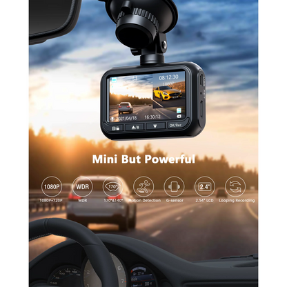 TOGUARD Dash Cam Front and Rear 1080P Full HD Car Camera,2.45 inch Dash Camera with 64GB SD Card, Super Night Vision, Parking Mode, G-Sensor, Loop Recording, WDR