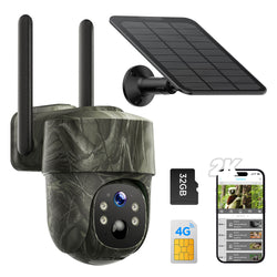 CAMPARK 4G LTE Cellular Trail Camera Solar with SIM&SDCard (Verizon AT&T T-Mobile), Wireless Outdoor No WiFi Game Hunting Camera 2K HD PTZ Night Vision Motion Detection Security Cam with Cloud Storage