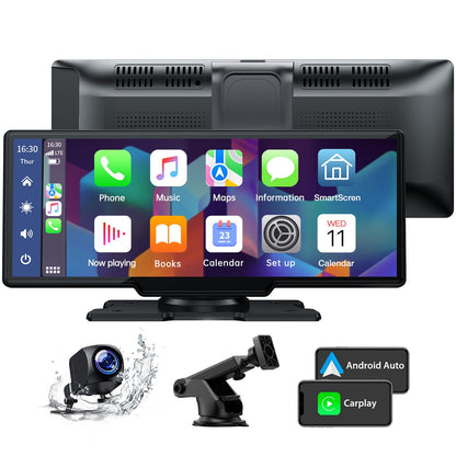 TOGUARD Wireless Car Stereo Apple Carplay with 1080P Rear Camera,9.26" Portable Touchscreen Car Play Screen for Car, Car Radio Receiver with Android Auto,GPS Navigation,Bluetooth,Airplay, FM,Si
