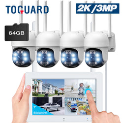 Toguard SC26 2K/3MP Security Camera System Outdoor with 7" Monitor PTZ Dome Surveillance Camera WiFi Wireless Connector