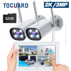 Toguard SC27 2K/3MP CCTV Security Camera System Outdoor with 7" Monitor Bullet Surveillance Camera WiFi Wireless Connector