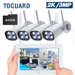 Toguard SC27 2K/3MP CCTV Security Camera System Outdoor with 7" Monitor Bullet Surveillance Camera WiFi Wireless Connector