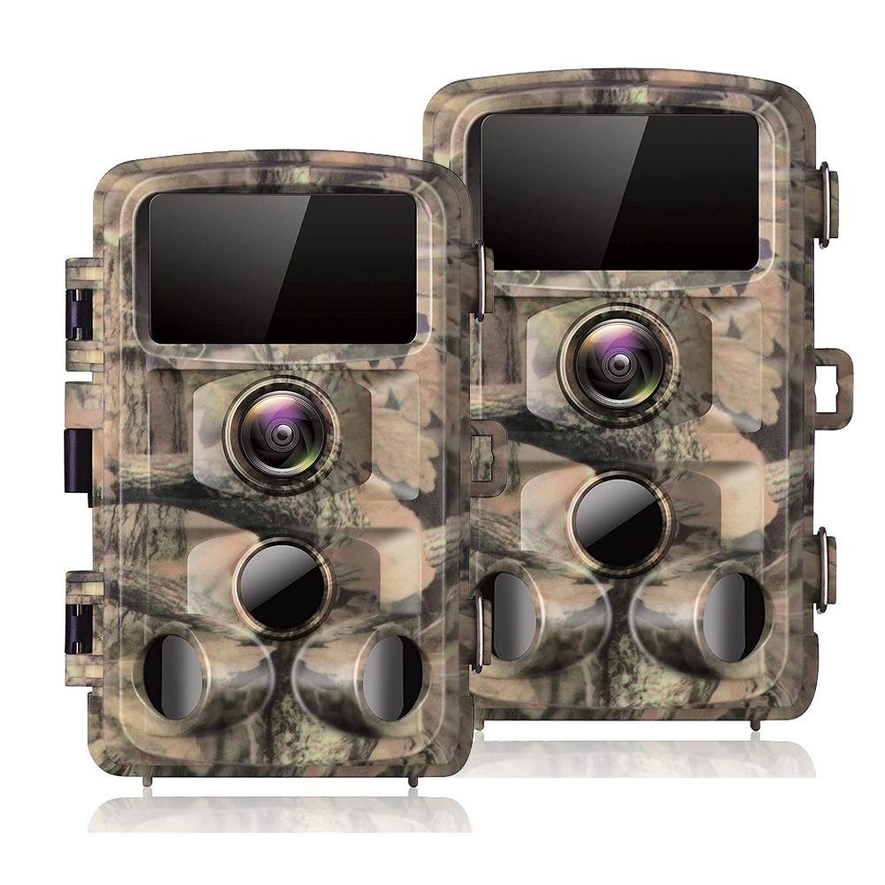 CAMPARK 2 PACK Trail Camera 1080P Game Deer Camera with 3PIR 42PCS LEDs Infrared Night Vision Waterproof 120° Wide Angel 2.4"LCD Hunting Trail Cam for Wildlife Monitor