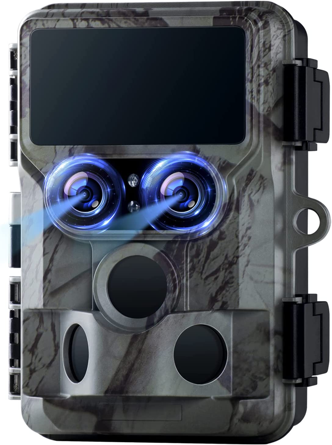 CAMPARK WiFi Trail Camera Native 4K 60MP 30FPS Bluetooth Game Hunting Deer Camera with Starlight Night Vision Dual Lens IMX458 Sensors 0.1s Motion Activated IP66 Waterproof for Wildlife Monitoring