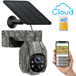 CAMPARK Cellular Trail Camera Wireless 4G LTE, Solar Game Camera with SIM Card, 360° Pan 90°Tilt, 2K Night Vision, Live View, Waterproof, Cloud Storage, PIR Motion, No WiFi Hunting Security Cam