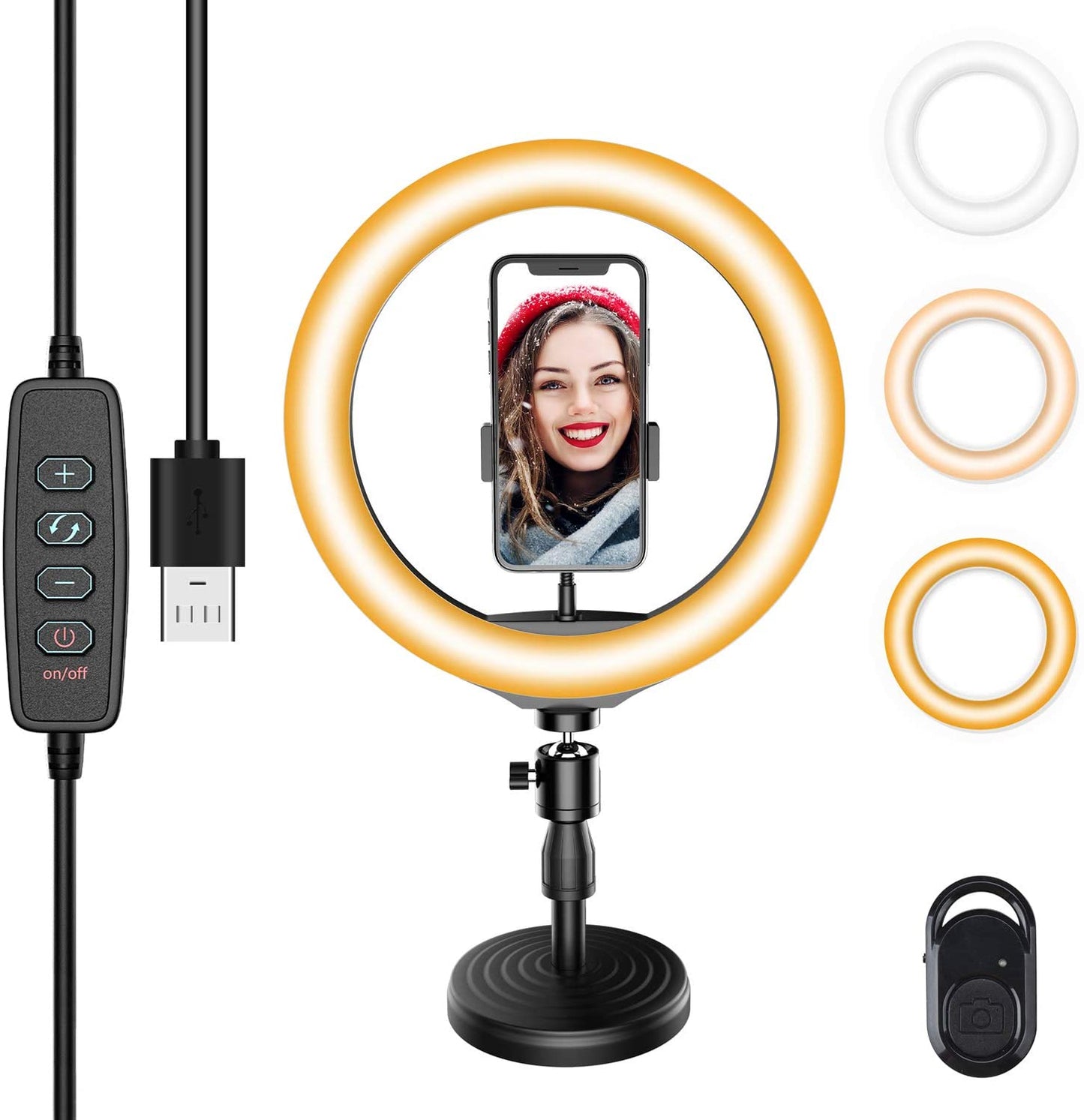 Jeemak PC50 10.2 inch selfie ring light with base and mobile phone holder
