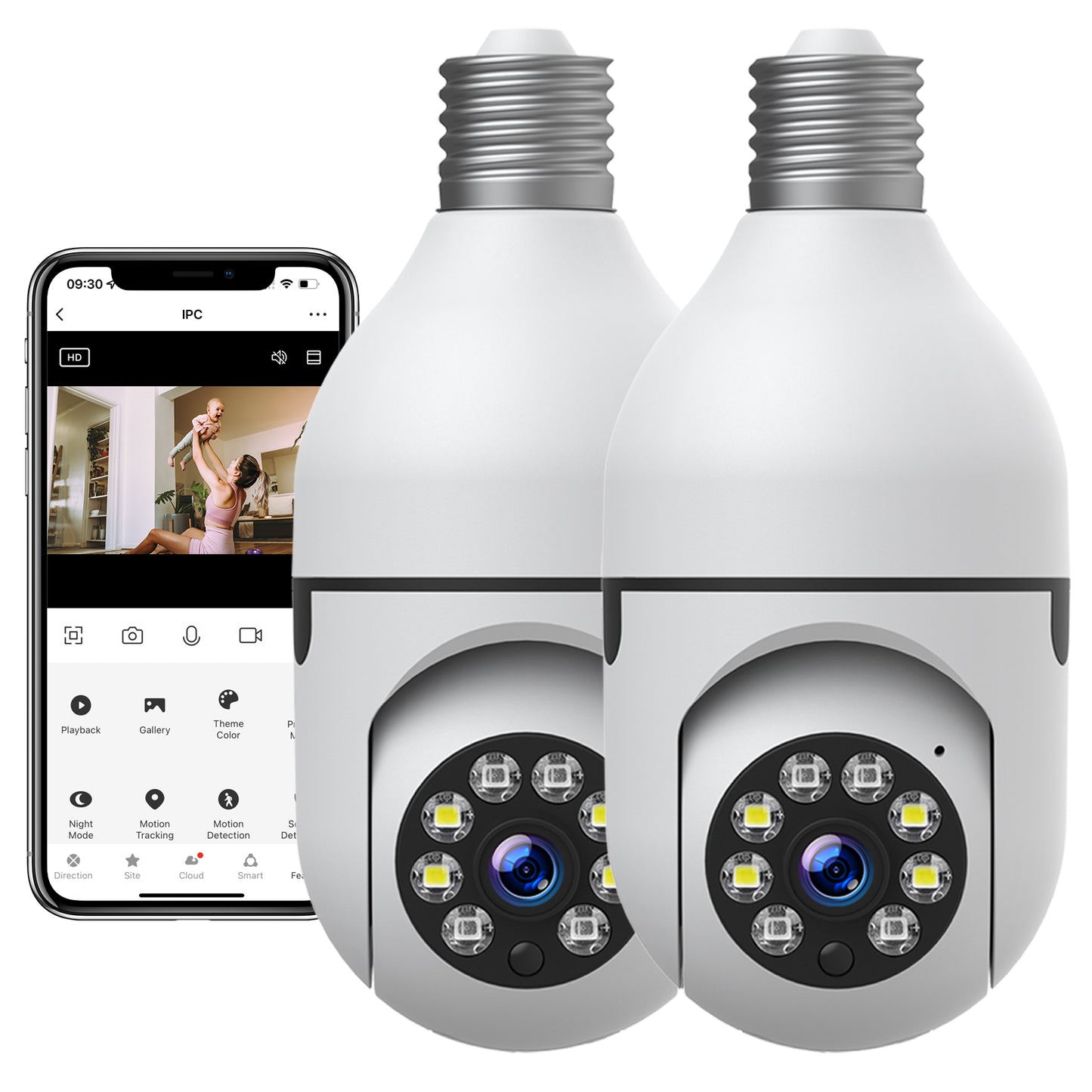 TOGUARD E27 1080P Light Bulb Camera 2.4G WiFi Dome Security Camera Wireless Outdoor, 2-Way Audio Color Night Vision 360° IP Camera with Motion Detection Remote Access (2PCS)