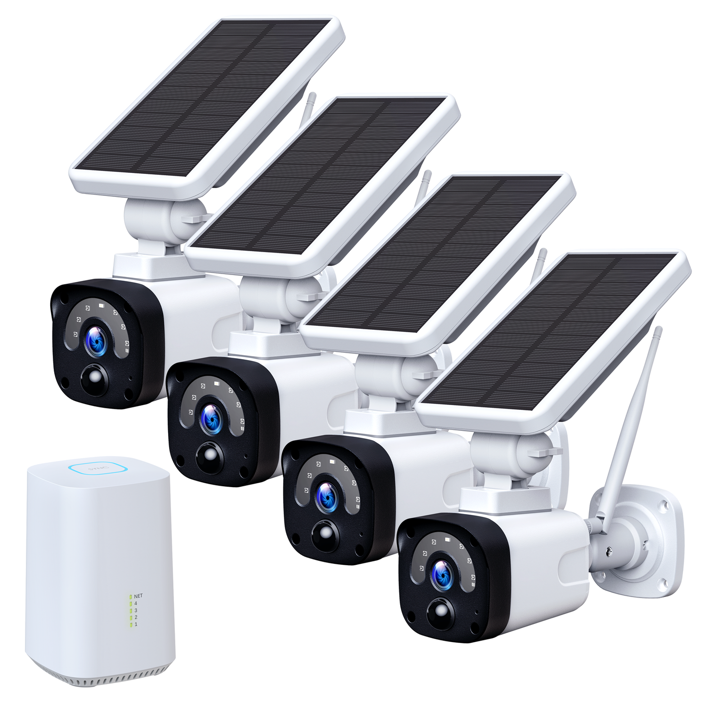 TOGUARD 3MP Solar Security Camera System with Base Station, 2-Way Audio PIR Motion Detection Night Vision Support TF/Cloud Storage HDMI Output