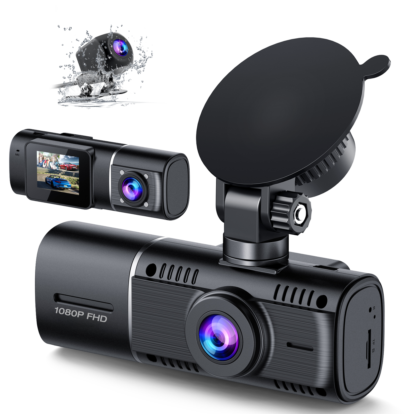 TOGUARD three-channel dash cam front and rear dash camera for cars