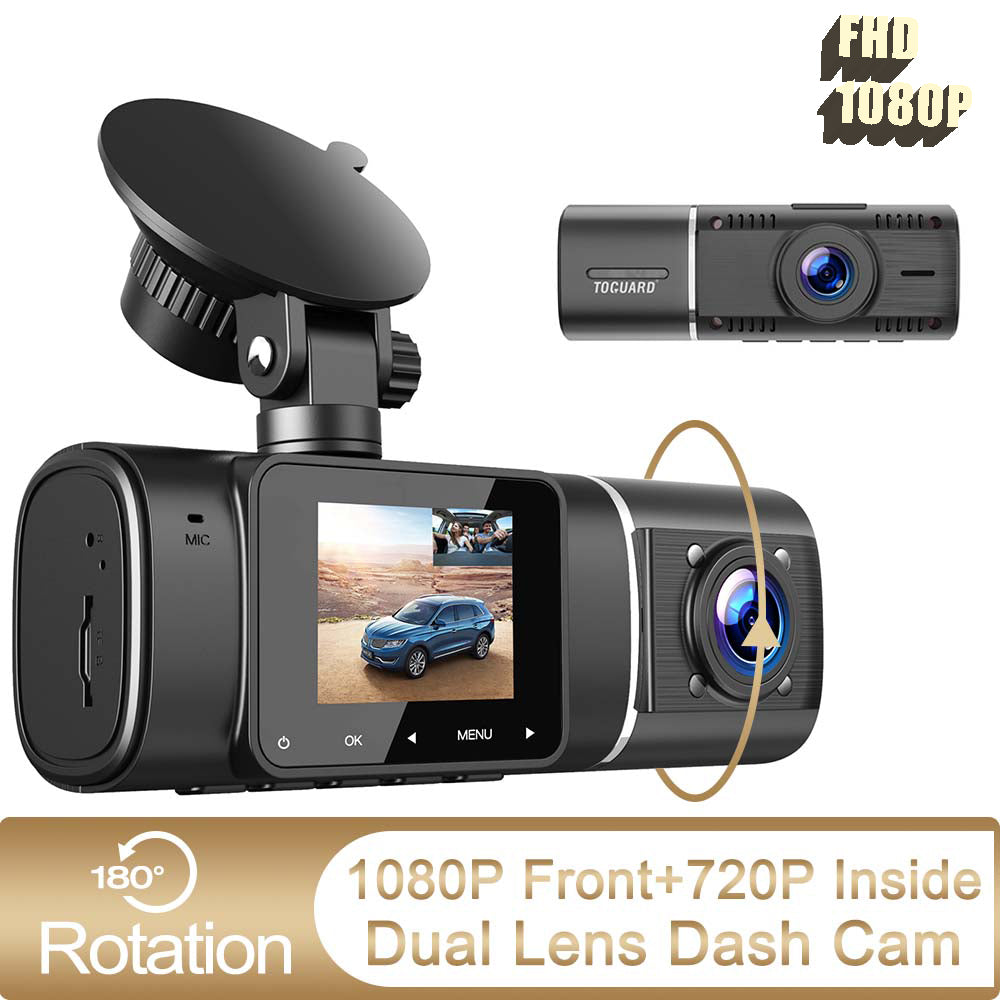 Dual Dash Cam Front Inside, TOGUARD 1080P IR Night Vision Car Camera Vehicle Driving Recorder