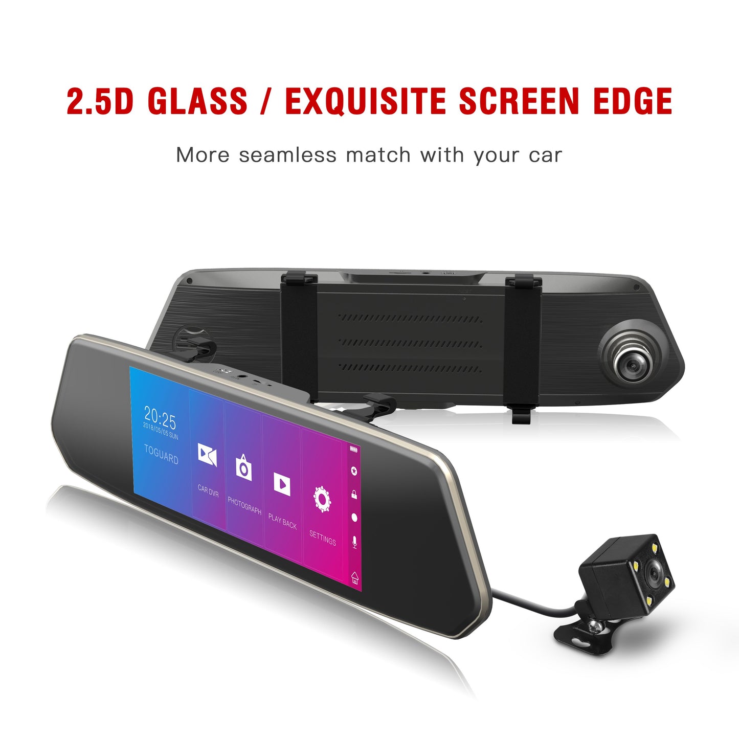 Toguard CE35A  Dual lens Dash Cam  Camera  Touch Screen    Front for Cars Backup Camera