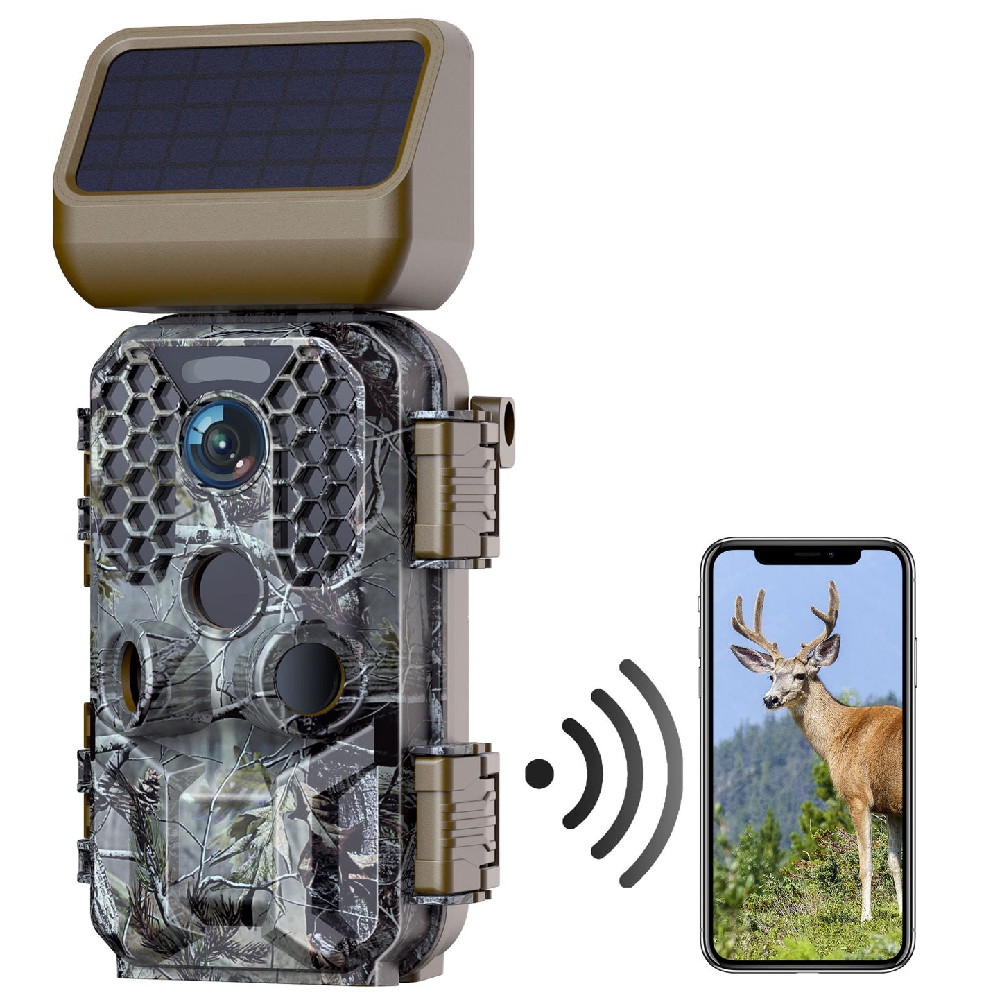 CAMPARK Solar Powered Trail Camera Native 4K 30fps WiFi Bluetooth 48MP Game Camera with Night Vision Waterproof IP66 Motion Activated 120° Wide Angle Hunting Deer Trail Cam for Wildlife Monitoring