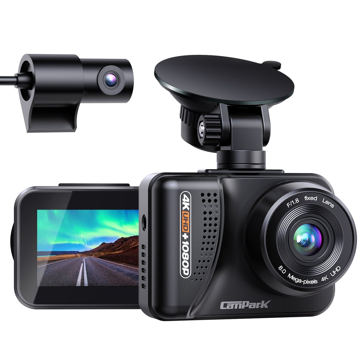 Campark DC45 Dual Dash Cam GPS Front and Rear 4K & 1080P Mini Dash Camera