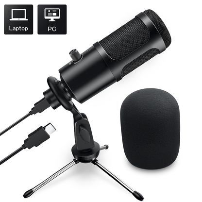 JEEMAK USB Microphone Metal Condenser Recording Mic Kit with Tripod Stand for Computer, PC and Mac, Cardioid Studio Recording, Streaming, Gaming, Podcasting, YouTube, Voice Over, Skype, Twitch