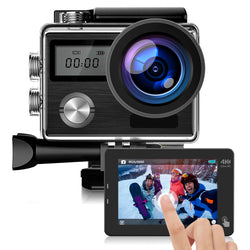 Campark Action camera 4K 30FPS 20MP Waterproof Camera with Touch Screen EIS Support External Mic Remote Control 131ft Underwater Camcorder with 2 Batteries and Accessories