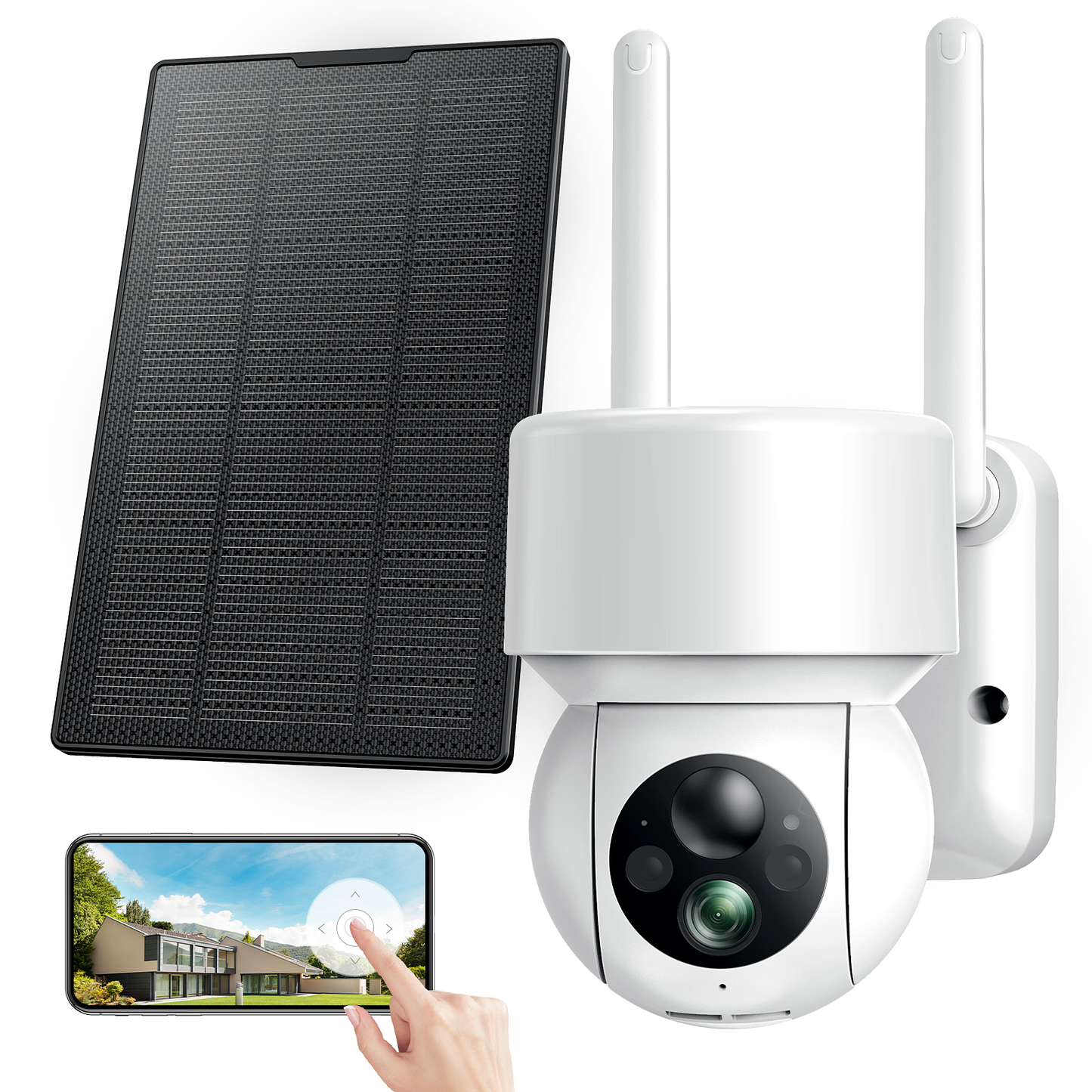 TOGUARD PTZ WIFI Solar Security Cameras Outdoor Wireless 4X Digital Zoom 2-Way Audio Human & Motion Detection Siren