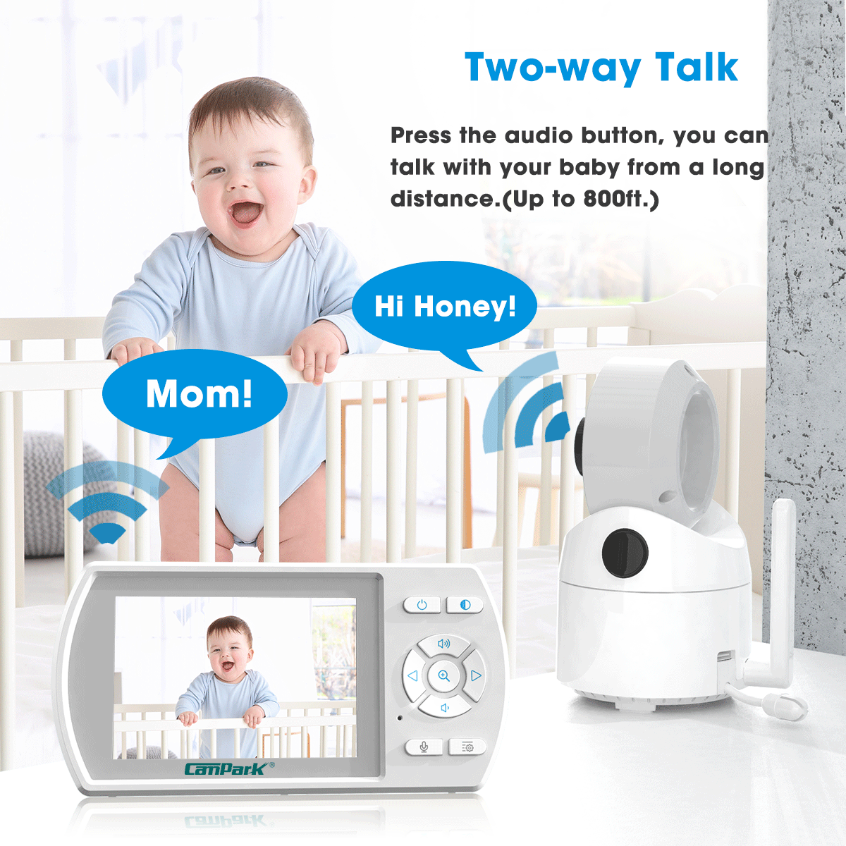 Campark BM30 3.5 inch Screen Wireless Baby Monitor with Camera