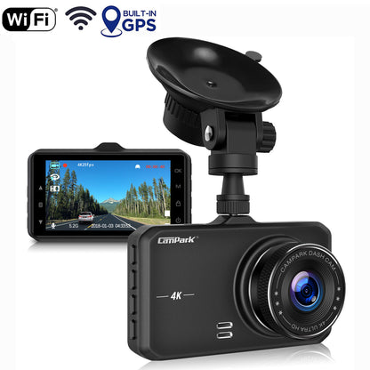 4K Dash Cam 3" LCD Car Dashboard Car Camera Recorder with WDR, Built-in WiFi, GPS, Night Vision