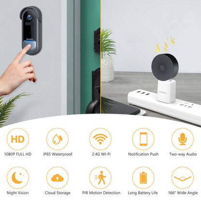 TOGUARD  DB30 Video Doorbell Camera1080p WiFi HD Home Security Front Smart Door Bell Camera
