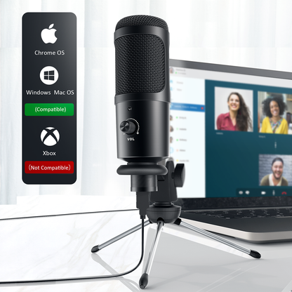 JEEMAK USB Microphone Metal Condenser Recording Mic Kit with Tripod Stand for Computer, PC and Mac, Cardioid Studio Recording, Streaming, Gaming, Podcasting, YouTube, Voice Over, Skype, Twitch