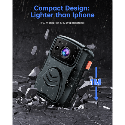 Campark 4K 40MP Police Body Camera Waterproof with Audio and Video Recording 170° Wide-Angle IR Night Vision