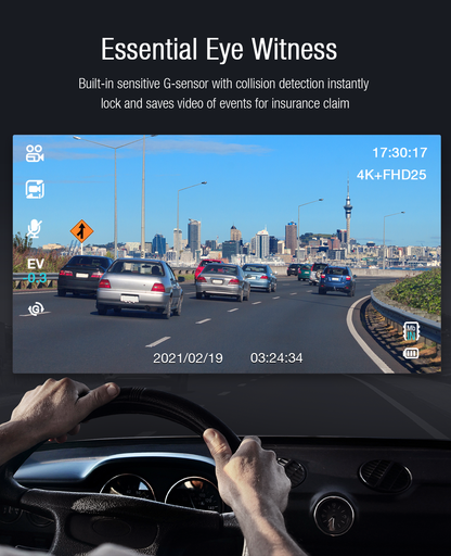 4K Dash Camera TOGUARD 4K+1080P Dash Cam Front and Inside 3" LCD Screen Car Camera Loop Recording Parking Mode G-Sensor