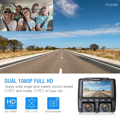 Toguard CE45 Uber Dual Dash Cam Full HD  1080P Inside and Outside Car Camera