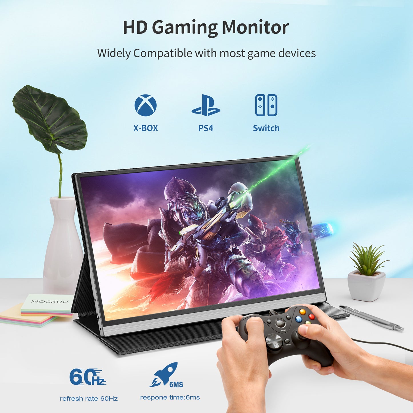 Corprit Portable Monitor,15 inch Full HD 1080P sRGB USB-C Laptop Monitor HDMI Computer Display HDR IPS Gaming Monitor w/Premium Smart Cover & Speakers