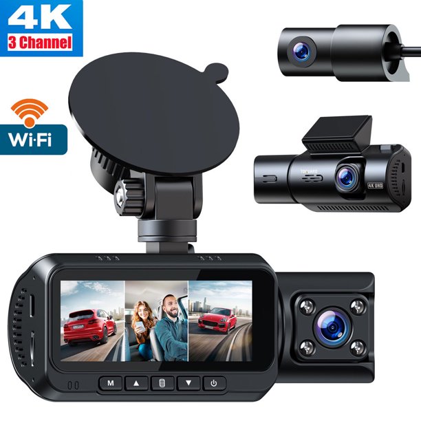 TOGUARD 4K WiFi Dash Cam Car GPS Dash Camera 2K+1080P+1080P IR Night Vision Car Driving Recorder 3 Channel WDR