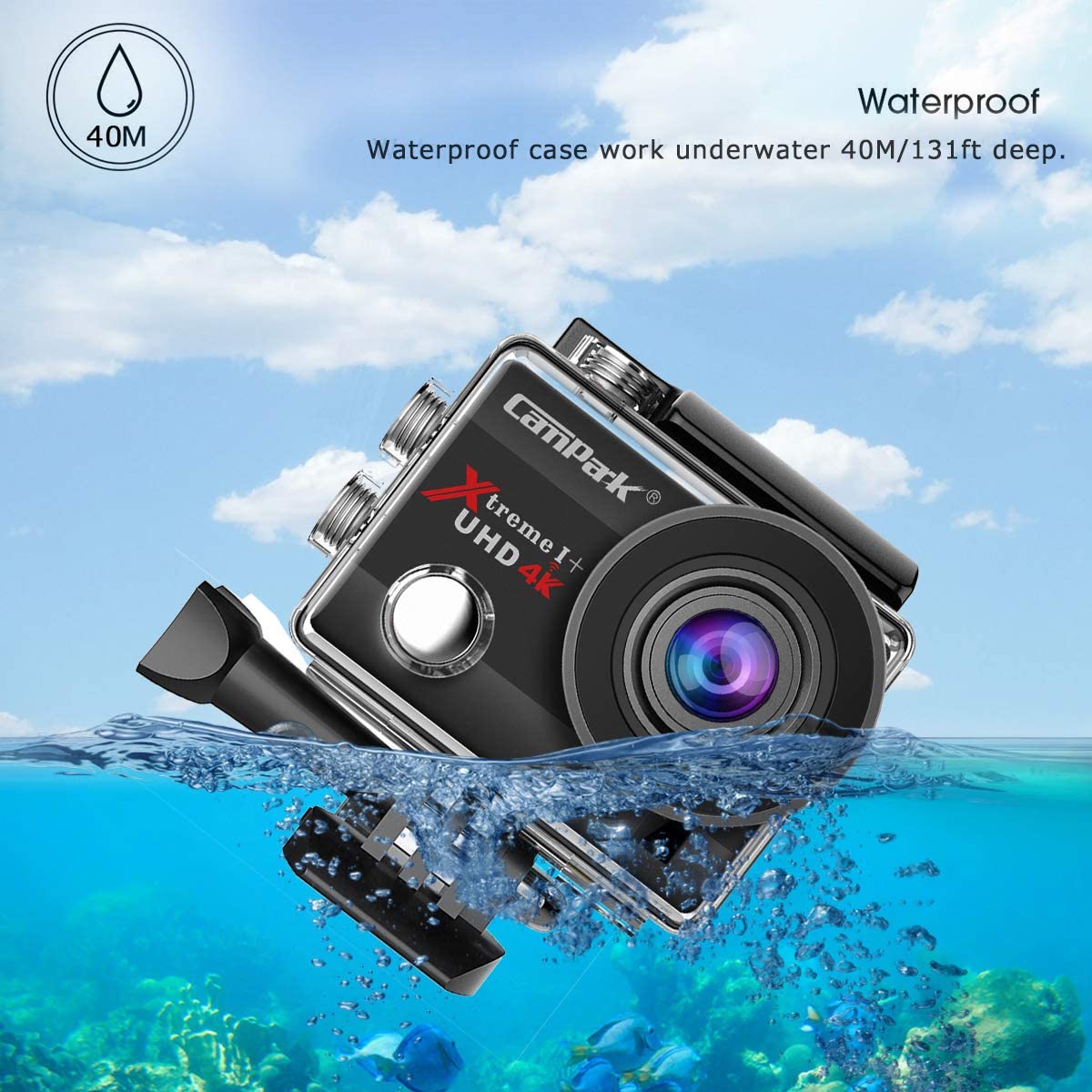 Campark ACT74A 4K 20MP Action Camera EIS External Microphone Remote Control WiFi Waterproof Camera