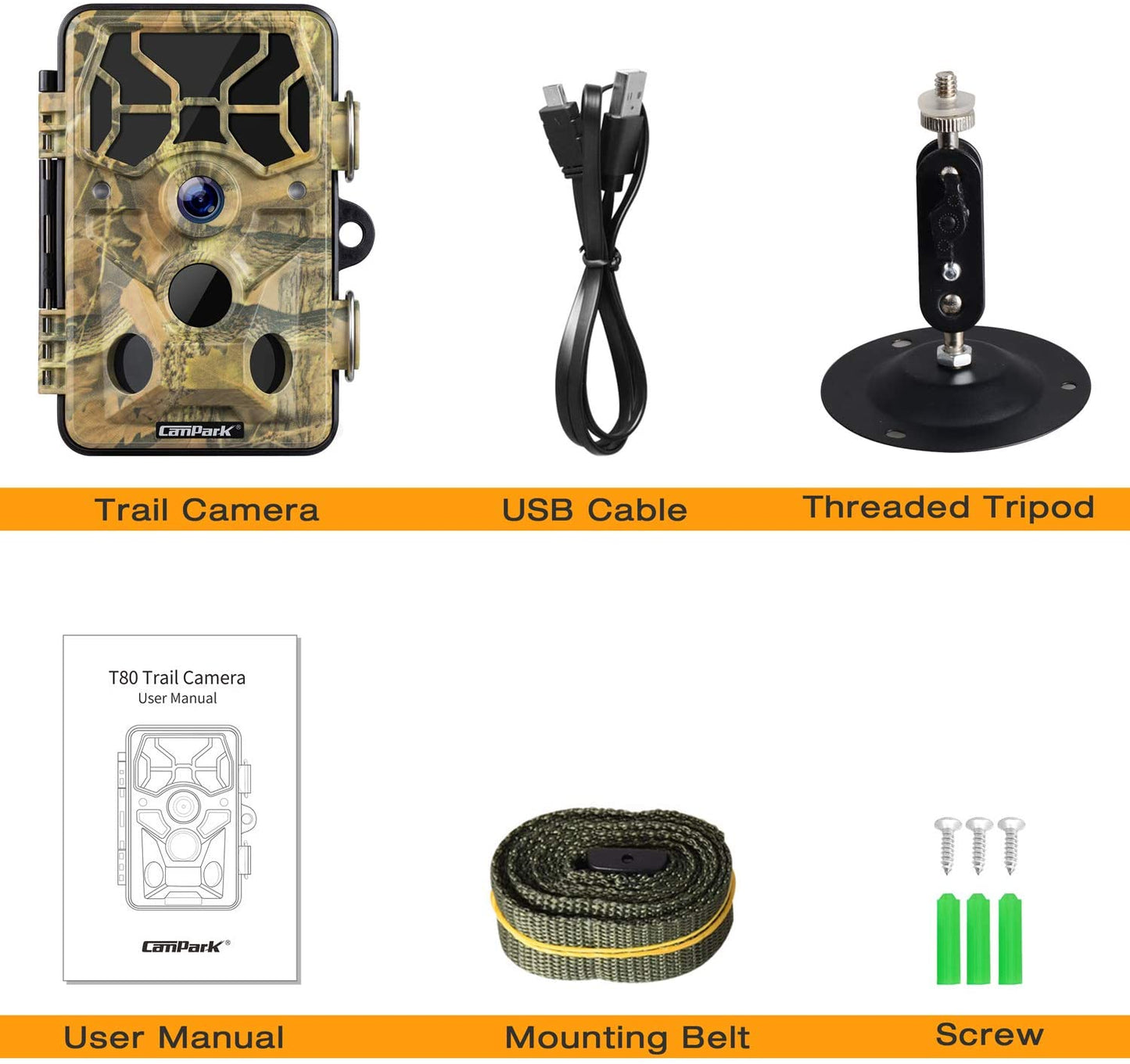 Campark T80 Trail Camera-WiFi 20MP 1296P Hunting Game Camera