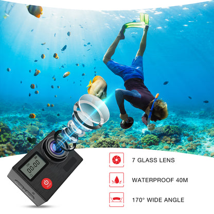 Campark Action camera 4K 30FPS 20MP Waterproof Camera with Touch Screen EIS Support External Mic Remote Control 131ft Underwater Camcorder with 2 Batteries and Accessories