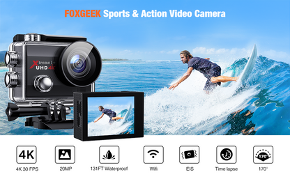 Campark Action Camera 4K 20MP Sport Camera WiFi Waterproof Underwater Actioncam HD Video Vlogging Record Camera EIS 170° Wide Angle Sound