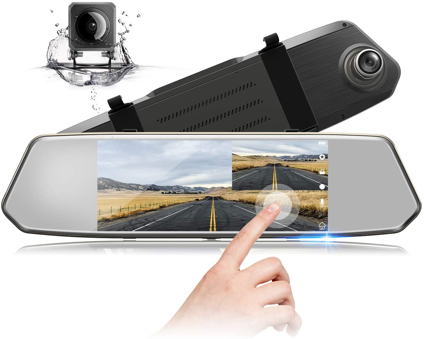 Mirror Dash Cam for Cars 7" 1080P Dual Lens IPS Touch Screen, Dash Cam Front and Rear View, Waterproof Backup Camera, 170°Wide Angle with G-Sensor Parking Monitor Motion Detection