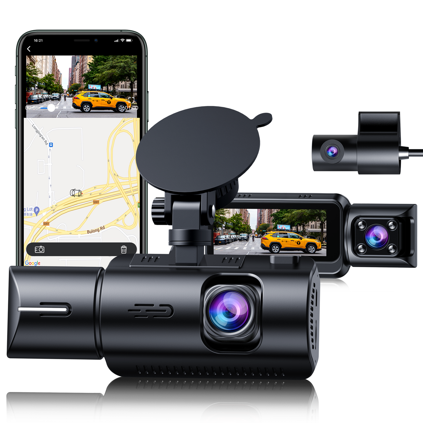 TOGUARD CE66A 3 CH WiFi 4K WiFi GPS Dash Cam 1080P 3 Way Triple Car DVR Camera IR Night Vision Driving Recorder