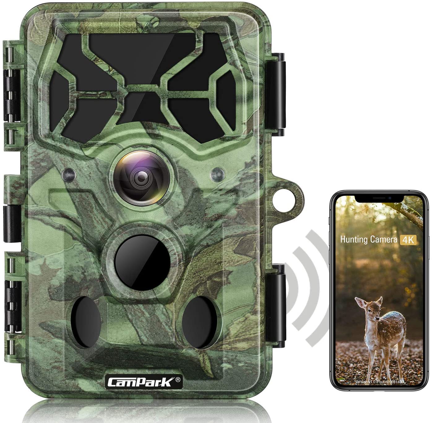 Campark T100 4K 30MP WiFi Bluetooth Trail Game Camera