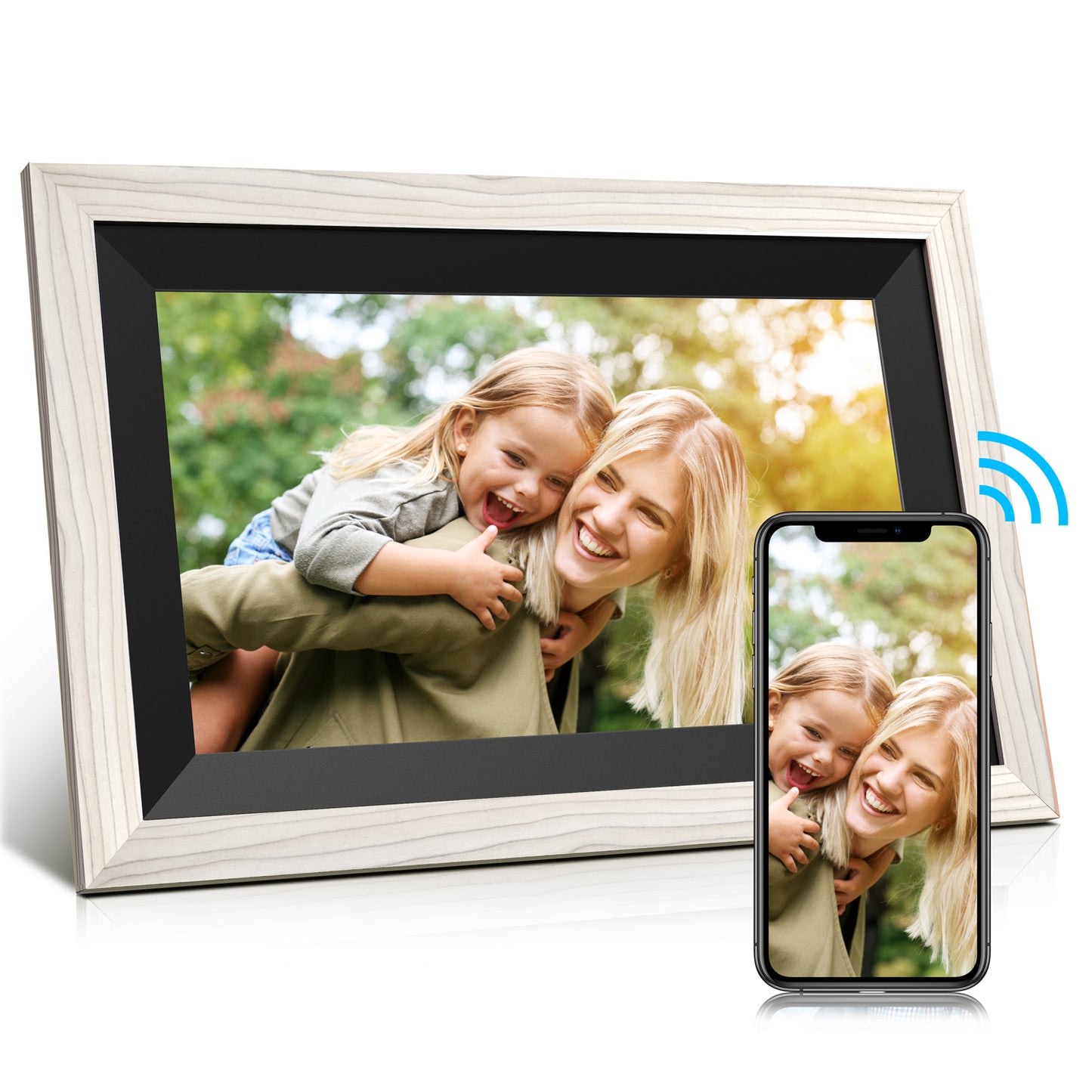 JEEMAK Smart Digital Picture Photo Frame Wifi 10" HD IPS Touch Screen 16GB Storage Auto-Rotate Adjustable Brightness Easy Setup