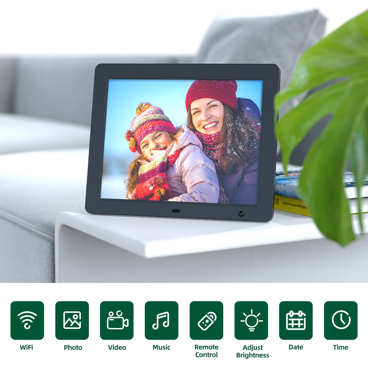 JEEMAK WiFi Digital Picture Frame 15" IPS Screen Smart Cloud Picture Frame Auto-Rotate remote control Share Photos Videos via App & Email from Anywhere, Motion Sensor, USB & SD Slot, Auto-Rotate