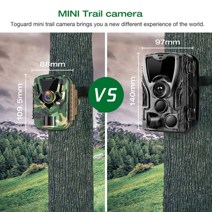TOGUARD 2 Pack Mini Trail Camera 1080P 16MP Game Camera Wildlife Hunting Deer Cam 120° Outdoor Night Vision TFT