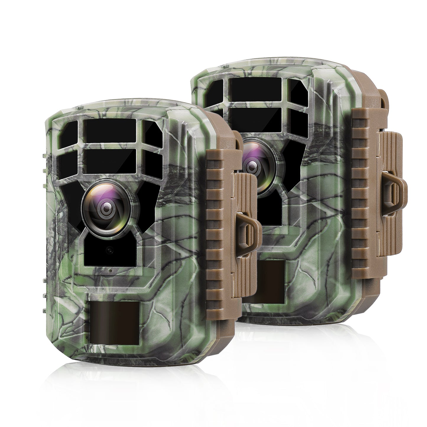 CAMPARK 2 PACK Mini Trail Camera 16MP 1080P HD Hunting Deer Game Camera Waterproof Wildlife Scouting Trail Cam with 120° Wide Angle Lens and Night Vision 2.0" LCD IR LEDs