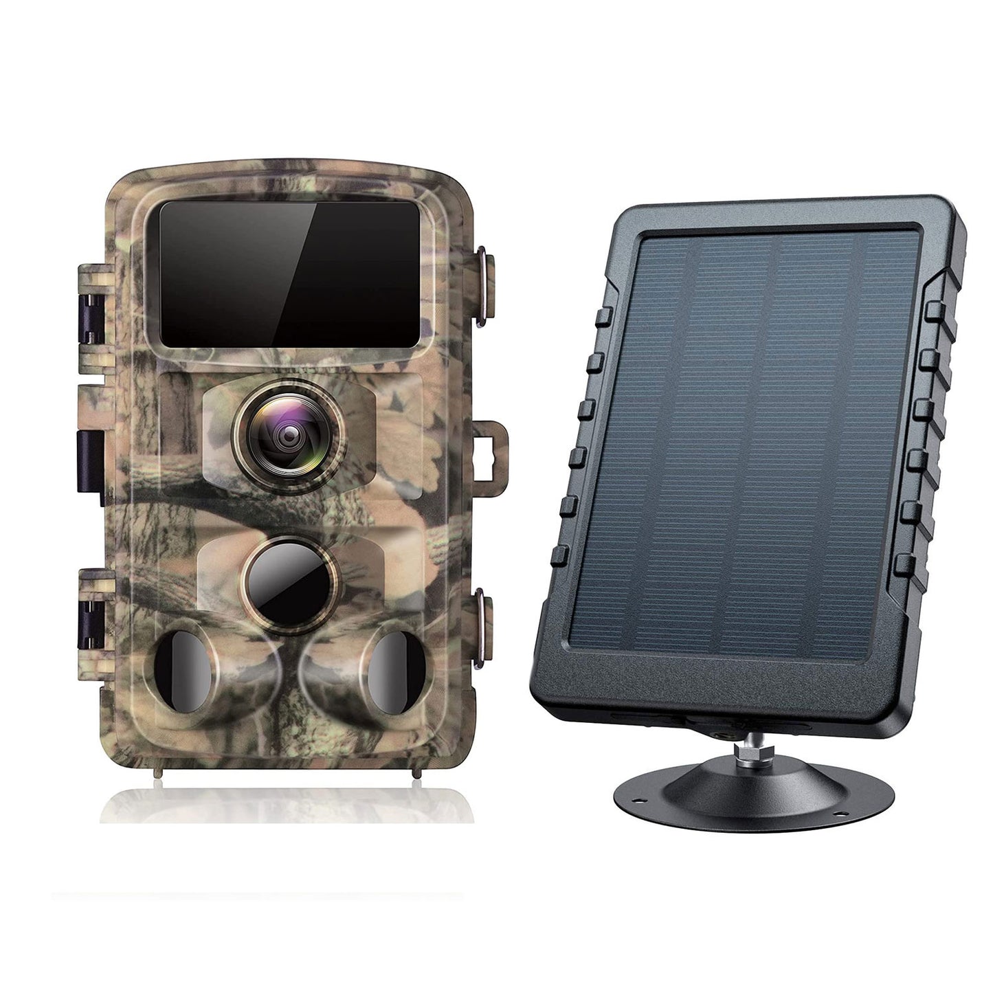 CAMPARK Trail Camera with 3000mAh Solar Panel Bundle 20MP 1080P Deer Hunting Game Camera 3PIR Night Vision Waterproof and Trail Camera Solar Power Bank Fast Portable Charger Waterproof 6V 2A
