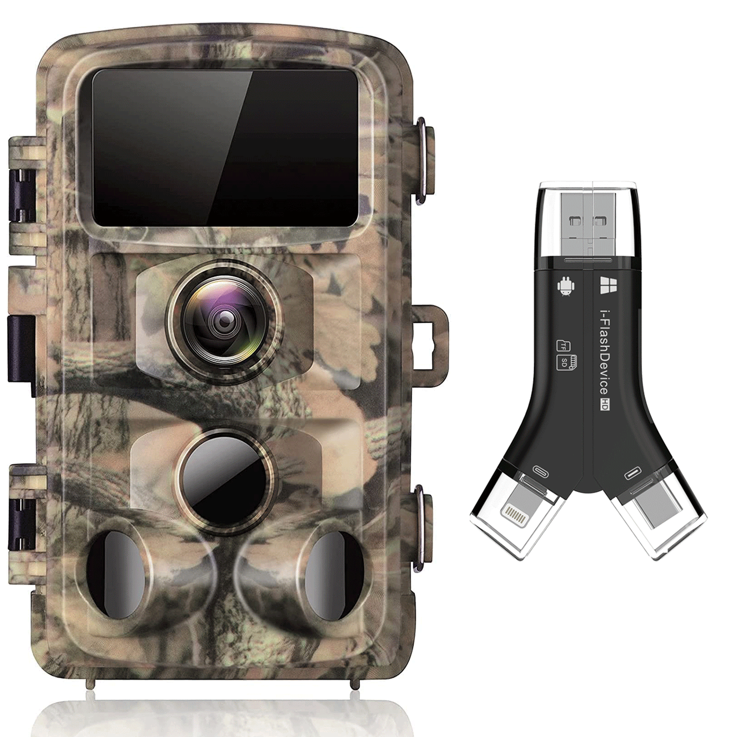 CAMPARK Trail Camera with Memory SD Card Reader 20MP 1080P Game Camera Viewer Deer Hunting with 3 Infrared Sensors Motion Activated Night Vision Waterproof for Wildlife Monitoring