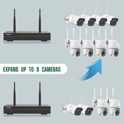 Toguard Wireless Security Camera System Outdoor with 3TB Hard Drive, 4X 3MP CCTV Wireless Camera system with Night Vision, Two-Way Audio, IP66 Waterproof, Motion Alert