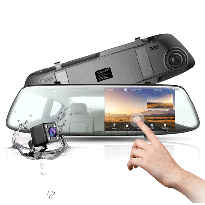 TOGUARD 1080P Mirror Dash Cam for Cars with Waterproof Backup Camera 4.3" IPS Full Touch Screen Rear View Mirror Camera, Parking Monitor, Loop Recording