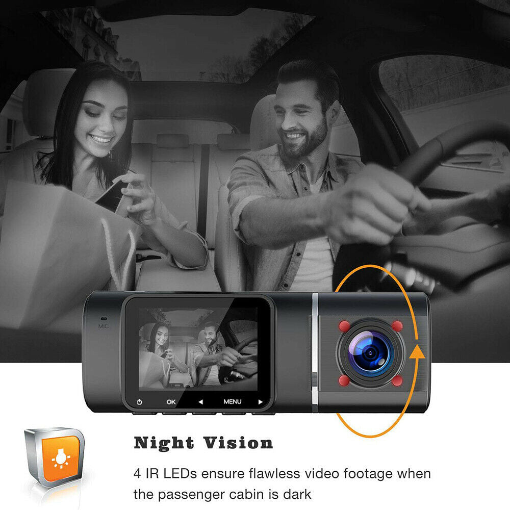 TOGUARD Uber Dual Lens Dash Camera for Car Front and Inside HD 1080P IR Night Vision Car Recorder Camera G-Sensor WDR