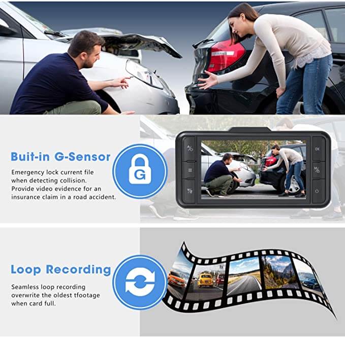 Toguard CE63 Dual Dash Cam Front and Rear Dual Lens in Car Camera - Toguard camera